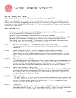 First Year Experience (FYE) - Cardinal Stritch University