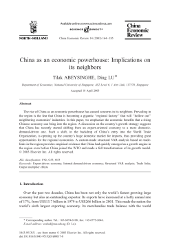 China as an economic powerhouse: Implications on its