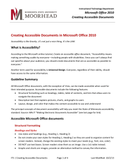 Creating Accessible Documents in Microsoft Office 2010