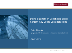 Doing Business in Czech Republic: Certain Key Legal Considerations