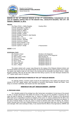 order of business - 18th Sangguniang Panlungsod | General Santos