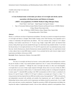 A Cross Sectional study to determine prevalence of overweight and