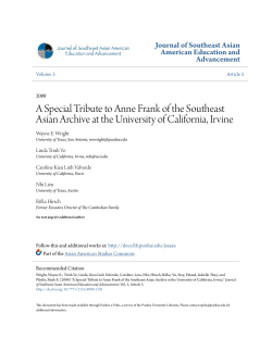 A Special Tribute to Anne Frank of the Southeast - Purdue e-Pubs