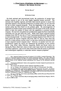 The Legal Control of Nuclear Energy Between States