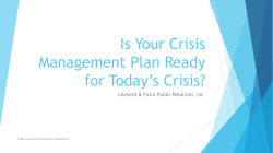 Is Your Crisis Management Plan Ready for Today`s Crisis?