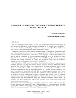 Language Contact: Why Outsider System Morphemes Resist Transfer