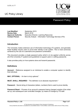 Password Policy - University of Canterbury