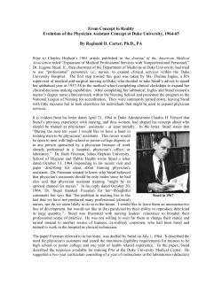 From Concept to Reality Evolution of the Physician Assistant