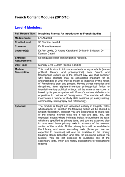 French Content Modules - Birkbeck, University of London