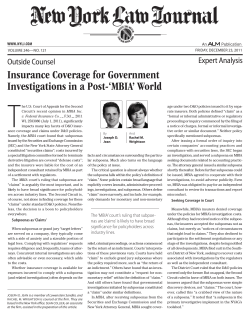 Insurance Coverage for Government Investigations in a Post