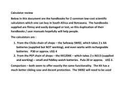 Calculator review Below in this document are the handbooks for 2