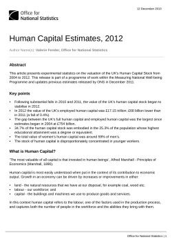 Human Capital Estimates, 2012 - Office for National Statistics