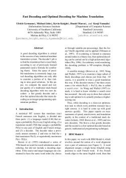 fortuitous search error - Association for Computational Linguistics