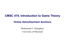 CMSC 474, Introduction to Game Theory 1. Introduction