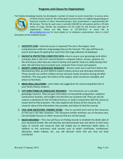 pgs fall classes - Pinellas Genealogy Society