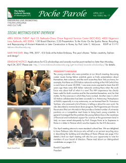 Poche Parole APRIL 2017 - Italian Cultural Society