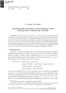 A. Sarkar, Ali Akbar GENERALIZED SASAKIAN-SPACE