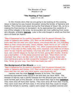 040908 1Bt We The Miracles of Jesus Miracle # 28 &ldquo;The Healing of