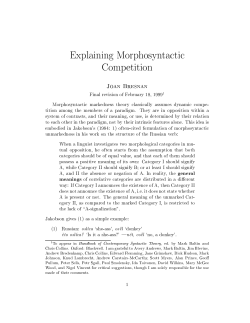 Explaining Morphosyntactic Competition