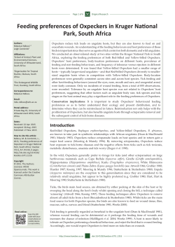 Feeding preferences of Oxpeckers in Kruger National Park