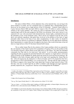 The Legal Support of an Illegal UN Plan by a UN Lawyer