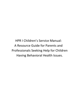 HPR I Children`s Service Manual: A Resource Guide