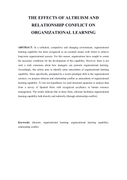 THE EFFECTS OF ALTRUISM AND RELATIONSHIP CONFLICT ON