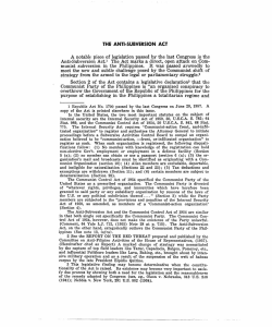the anti-subversion act - Philippine Law Journal Online