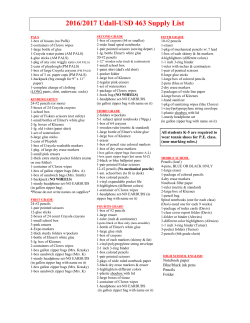 2016/2017 Udall-USD 463 Supply List