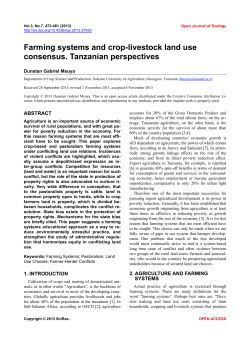 Farming systems and crop-livestock land use consensus. Tanzanian