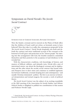 Symposium on David Novak`s The Jewish Social Contract