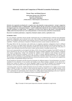 Kinematic Analysis and Comparison of Wheeled - ETH E