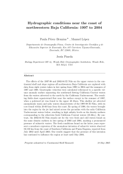 Hydrographic conditions near the coast of northwestern Baja
