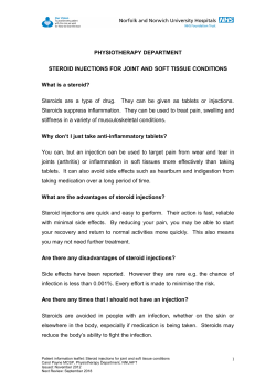 PHYSIOTHERAPY DEPARTMENT STEROID INJECTIONS FOR