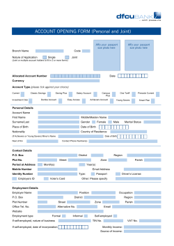 ACCOUNT OPENING FORM (Personal and Joint)