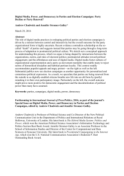 Digital Media, Power, and Democracy in Parties