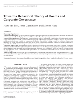 Toward a Behavioral Theory of Boards and Corporate Governance