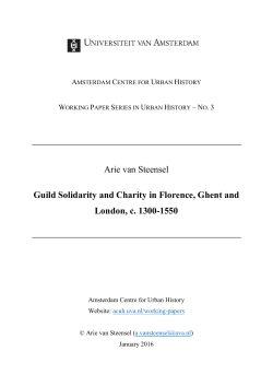 Arie van Steensel Guild Solidarity and Charity in Florence, Ghent