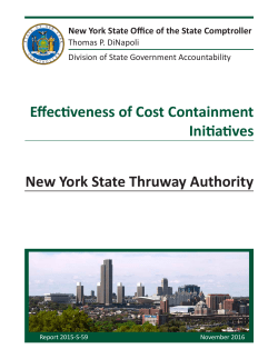 New York State Thruway Authority: Effectiveness of Cost