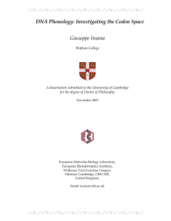 DNA phonology: investigating the codon space - EMBL-EBI