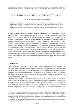 DEDUCTIVE REASONING IN EXTENSIVE GAMES*