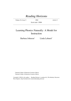 Learning Phonics Naturally: A Model for Instruction