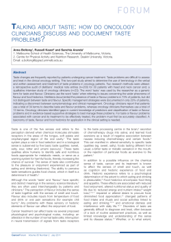 talking about taste : how do oncology clinicians - DRO