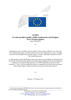 EUIPO Ex-ante product quality audits (trademarks and designs)