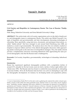 ARTICLE Civil Society and Biopolitics in Contemporary Russia: The