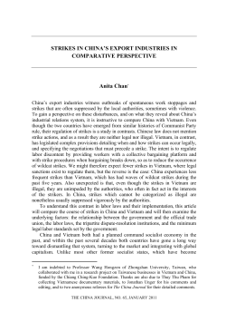 Strikes in China`s Export Industries in Comparative Perspective