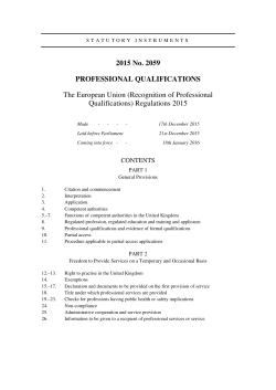 The European Union (Recognition of Professional