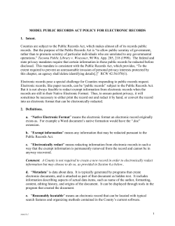 MODEL PUBLIC RECORDS ACT POLICY FOR ELECTRONIC