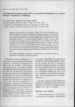 Agricultural Development and Calorie Consumption inRajasthan: An