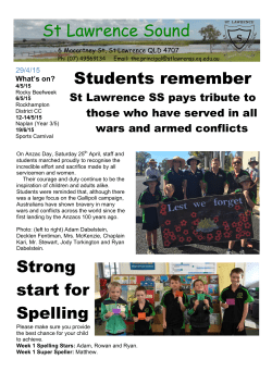 Students remember Strong start for Spelling St Lawrence Sound